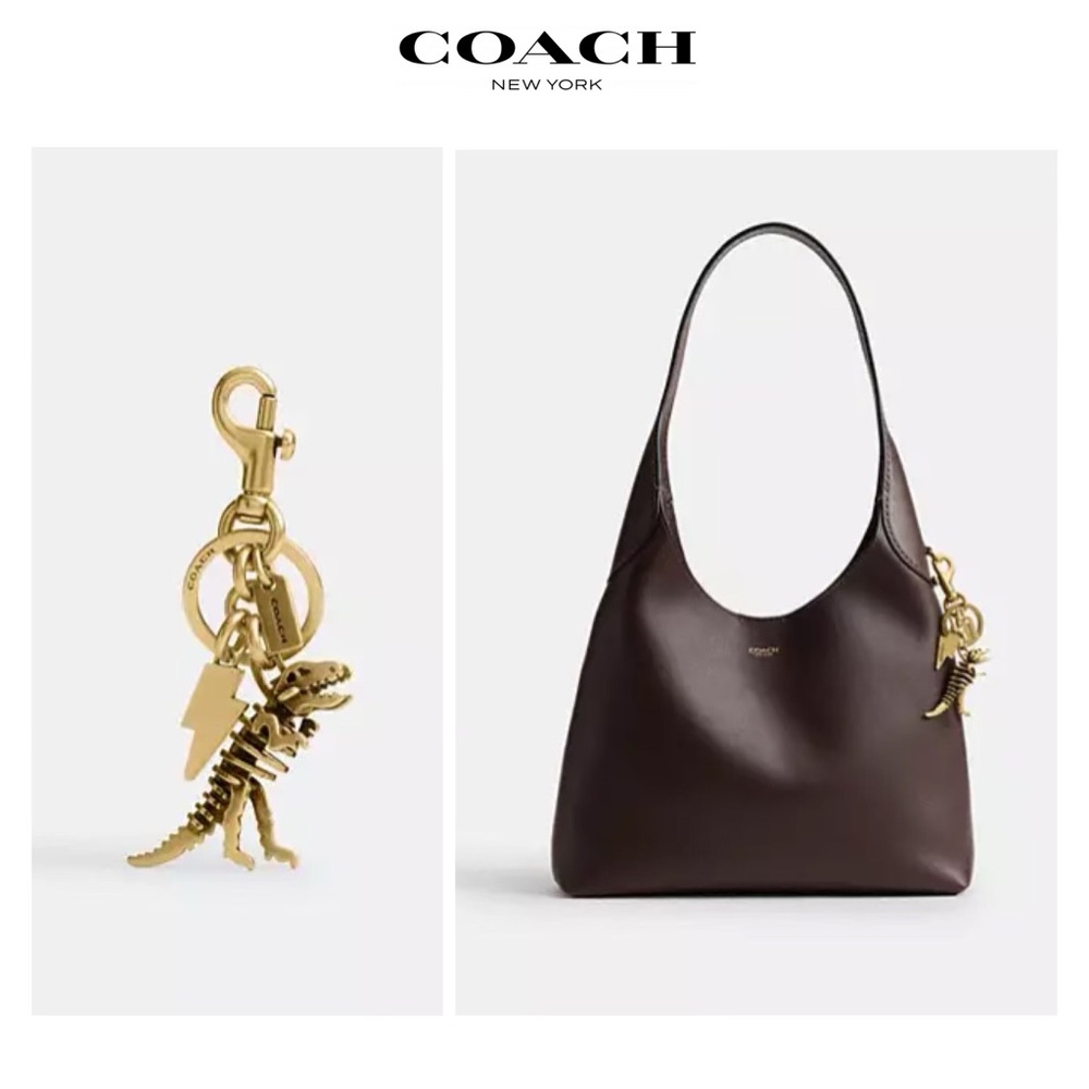 NWT COACH SMALL REXY SKELETON Brass Tone Bag Charm/Keychain - Picture 1 of 7